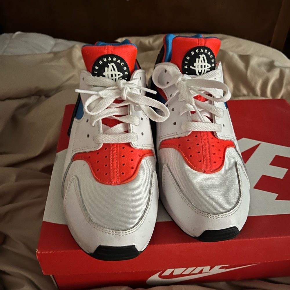 Nike Air Huarache Red, White, and Blue Sneakers